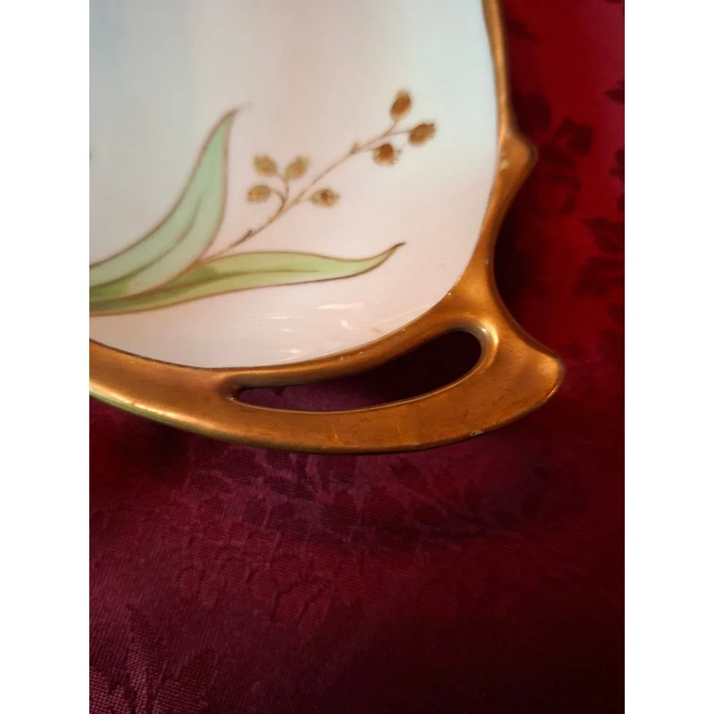 Antique Blakeman & Henderson Limoges France Divided Dish Lily of the Valley Gold
